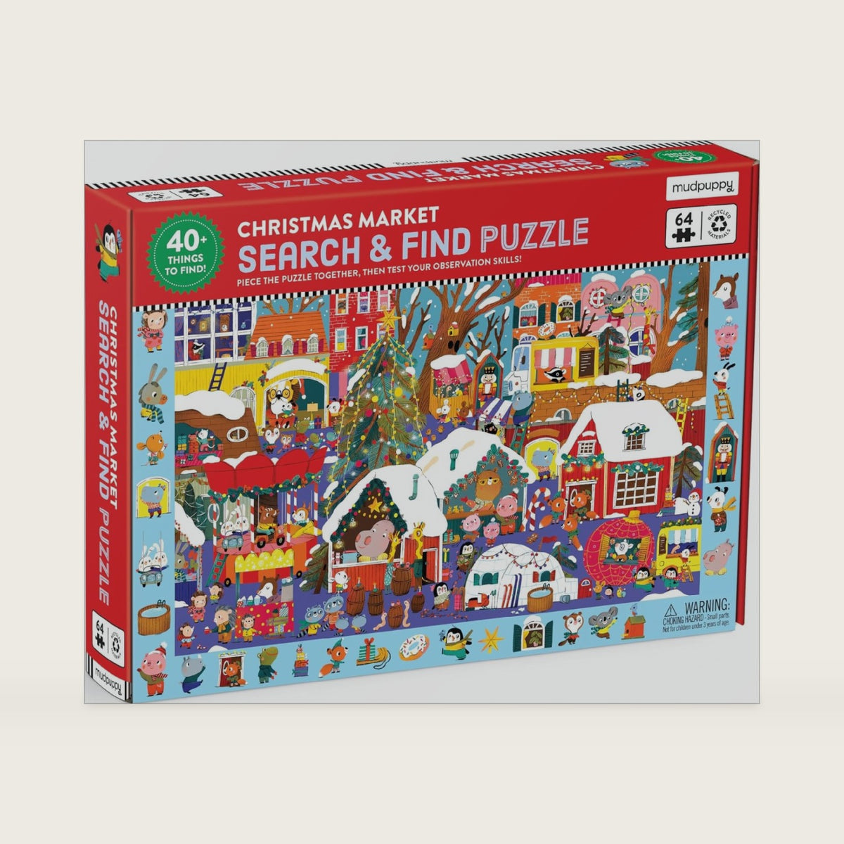 Mudpuppy - Christmas Market 64 Piece Search & Find Puzzle for Kids