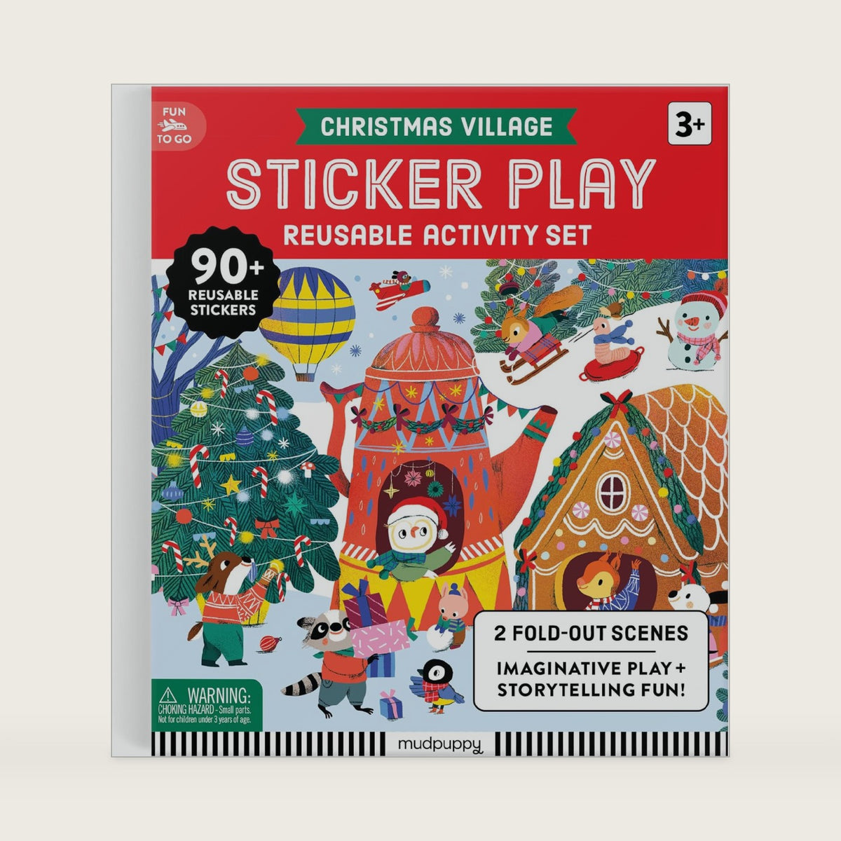 Mudpuppy - Christmas Village Sticker Play Reusable Activity Kit for Kids