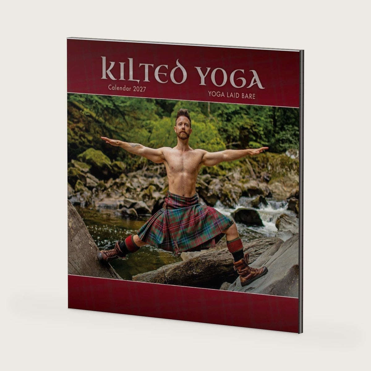 Carousel Worldwide Kilted Yoga 2027 Square Wall Calendar, 12 x 12 Inch, Premium Design, Plastic-Free Packaging, Gift