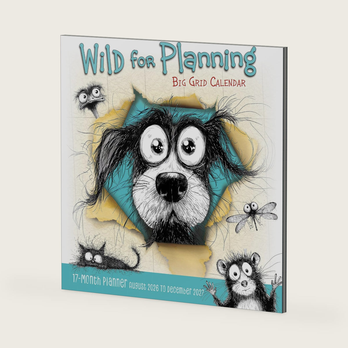 Wild for Planning 2027 Wall Planner, 17-Month Large Grid Family Calendar & Organizer with Holidays and Moon Phases, August 2026 – December 2027, 12" x 12"