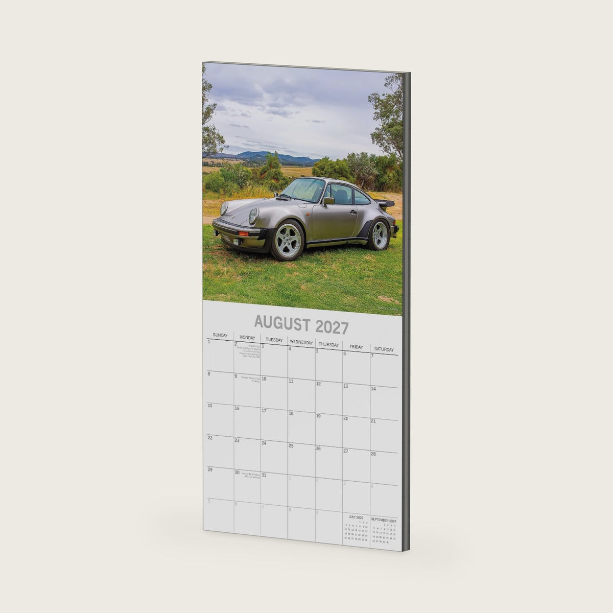 2027 Square Wall Calendar - Super Car P! 12 x 12 Inch Monthly View, 16-Month, Transport Theme, Includes 180 Reminder Stickers