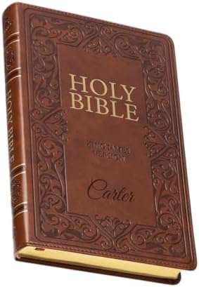 Personalized KJV Holy Bible, Custom Name Gift, Medium Brown Faux Leather Deluxe Gift Edition, Thumb Indexed King James Version, Red Letter, Standard Size 8.7 x 5.7