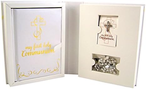 Creative Brands Faithworks-Abundant Grace First Communion Gift Set, 5-Piece, Girl, White,gold
