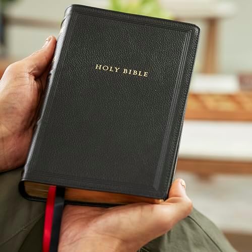 RSV Personal Size Bible with Cross References, Black Genuine Leather, (Sovereign Collection) by Thomas Nelson