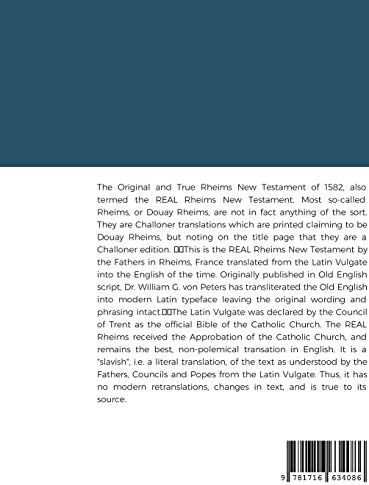 The Original and True Rheims New Testament of Anno Domini 1582: Hardback by Dr William Von Peters