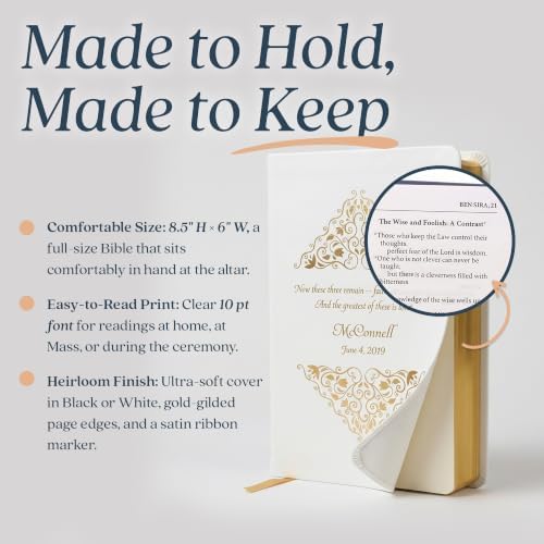 Personalized Catholic Bible, Verse 1 Corinthians 13:13 - Greatest is Love Holy Matrimony Wedding Bible - and Now These Three Remain, Religious Anniversary & Wedding Gifts