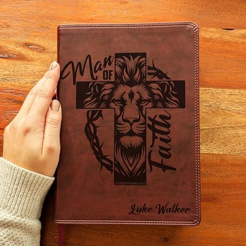 SacredBound Personalized ESV Super Giant Print Bible – Burgundy TruTone Faux Leather | Custom Name Engraved | English Standard Version with 17-Point Font & Full-Color Maps (Man of Faith)