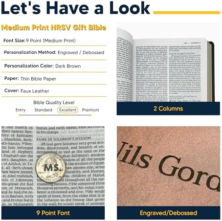 Personalized NRSV Medium Print Catholic Bible for Adults, Standard Size