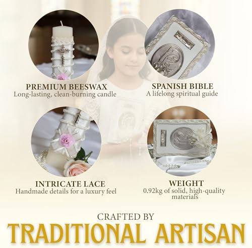 First Communion Bible and Candle - Biblia y Vela de Primera comunión para niña - Vela para comunion niña - First Communion Candle Set for Girl - recuerdos de Primera comunion