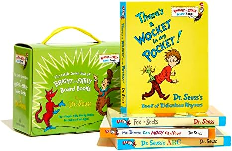 Little Green Boxed Set of Bright and Early Board Books: Fox in Socks; Mr. Brown Can Moo! Can You?; There's a Wocket in My Pocket!; Dr. Seuss's ABC by Dr. Seuss