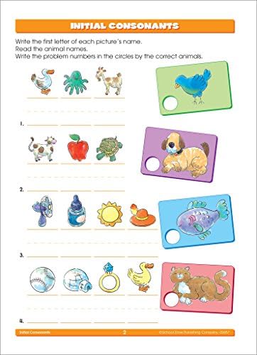 School Zone First Grade Basics Workbook: 96 Pages, Kindergarten, 1st Grade, Phonics, Vowels, Beginning Reading, Math, Telling Time, Money, Ages 5-7 by School Zone