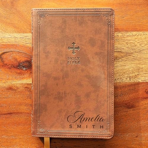 SacredBound Personalized Catholic Bible – NRSV Catholic Edition Brown LeatherSoft | Engraved Name, Complete 73-Book Bible, Gift for Baptism, Confirmation, RCIA (Name 02)