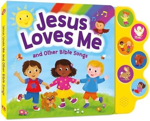 Jesus Loves Me & Other Bible Songs – Interactive Sound Book for Toddlers | Christian Baby Book with 6 Faith-Based Songs, Lyrics & Music | Baptism Gift, Bible Story Time Sing-along for Boys and Girls by Kidsbooks Publishing
