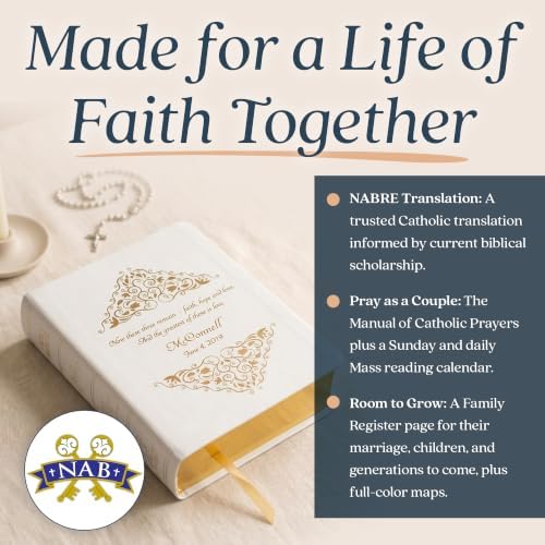 Personalized Catholic Bible, Verse 1 Corinthians 13:13 - Greatest is Love Holy Matrimony Wedding Bible - and Now These Three Remain, Religious Anniversary & Wedding Gifts