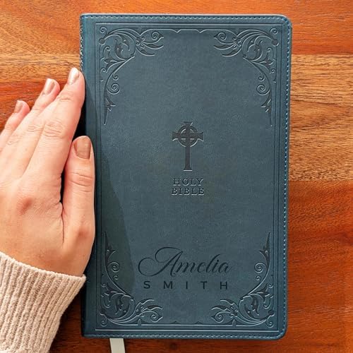 SacredBound Personalized Catholic Bible – NRSV Catholic Edition Teal LeatherSoft | Engraved Name, Complete 73-Book Bible, Gift for Baptism, Confirmation, RCIA (Name 02)