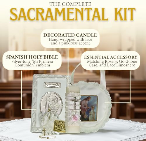 First Communion Bible and Candle - Biblia y Vela de Primera comunión para niña - Vela para comunion niña - First Communion Candle Set for Girl - recuerdos de Primera comunion