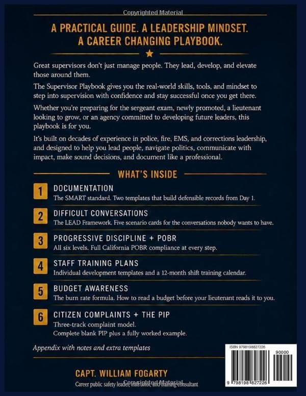 The Supervisor's Playbook:The First-Line Leader's Field Guide to Documenting Performance, Having Difficult Conversations, and Building a Team That Doesn't End Up in Lawsuits by William Fogarty