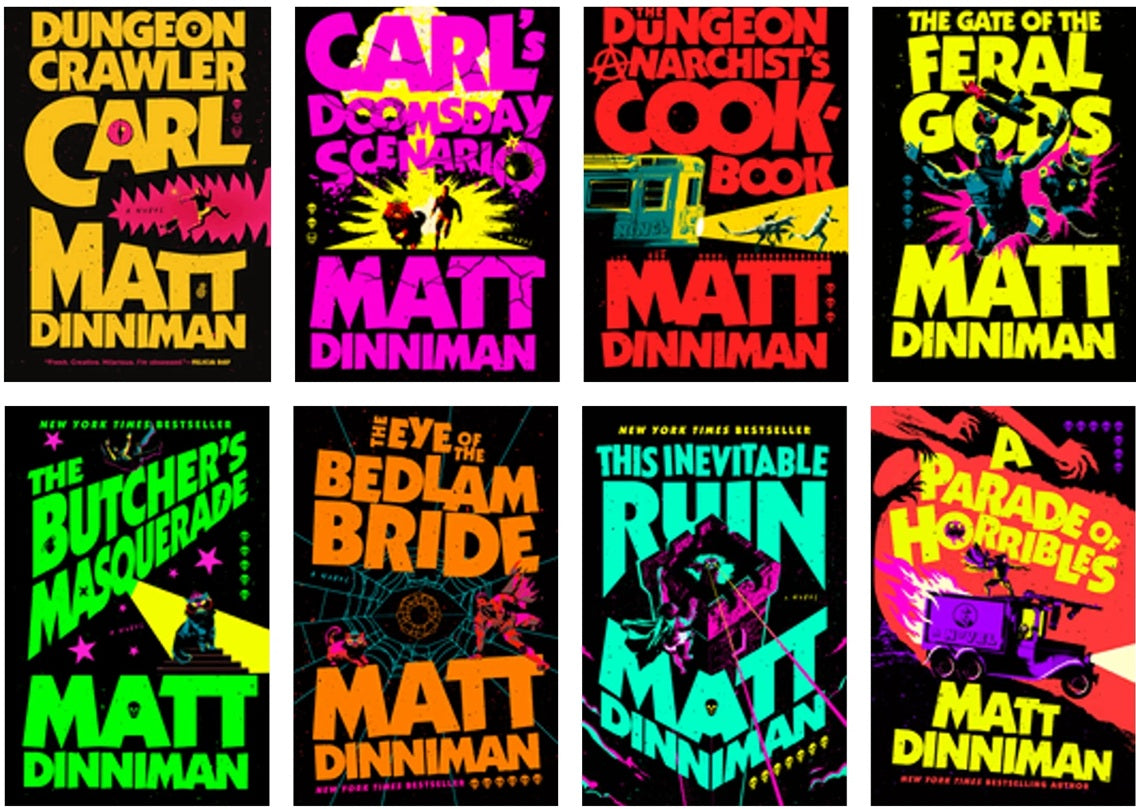 Dungeon Crawler Carl Series 8-Book Collection Set (Book 1 to 8) by Matt Dinniman; Apocalypse Fantasy, Dungeon Survival & Action Adventure