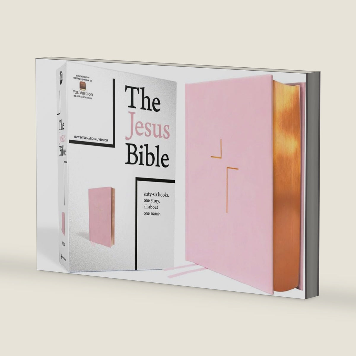 The Jesus Bible, NIV Edition, Leathersoft over Board, Pink, Comfort Print: Sixty-Six Books. One Story. All About One Name. by Zondervan