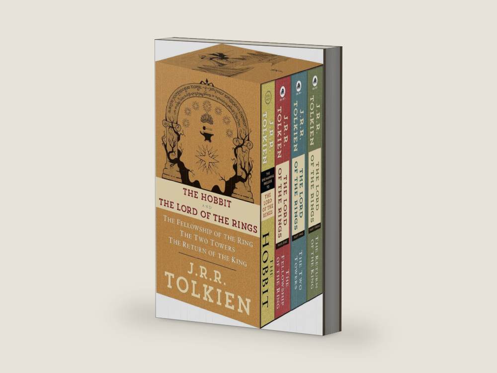 J.R.R. Tolkien 4-Book Boxed Set: The Hobbit and The Lord of the Rings: The Hobbit, The Fellowship of the Ring, The Two Towers, The Return of the King by J.R.R. Tolkien | barcode:9780345538376 | source:9780345538376-right-three-quarter.jpg