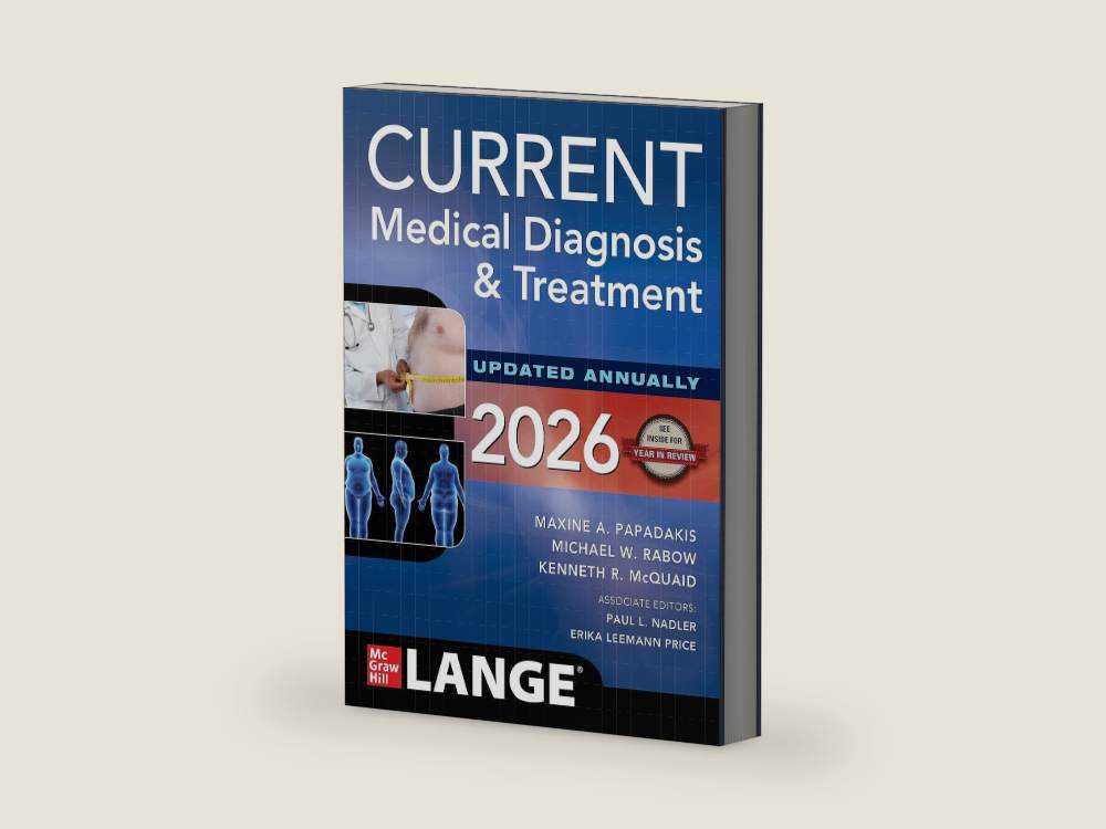 CURRENT Medical Diagnosis & Treatment 2026 by Maxine A. Papadakis | barcode:9781266135545 | source:9781266135545-right-three-quarter.jpg