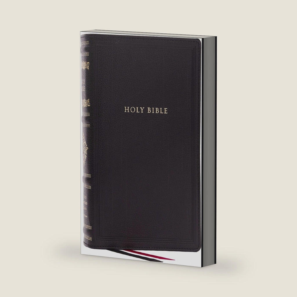 RSV Personal Size Bible with Cross References, Black Genuine Leather, (Sovereign Collection) by Thomas Nelson