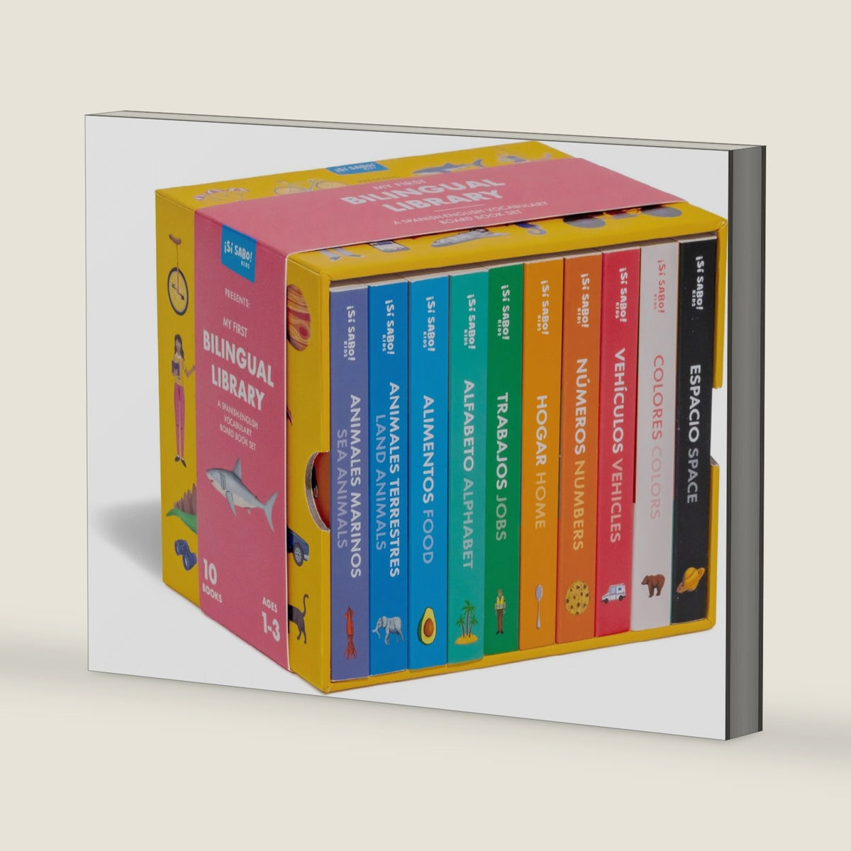 My First Bilingual Library: A Spanish-English Vocabulary Board Book Set of Colors, Numbers, Animals, ABCs, and More (Si Sabo Kids) by Mike Alfaro