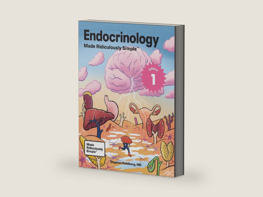 Endocrinology Made Ridiculously Simple by Stephen Goldberg M.D. | barcode:9781962445009 | source:9781962445009-right-three-quarter.jpg