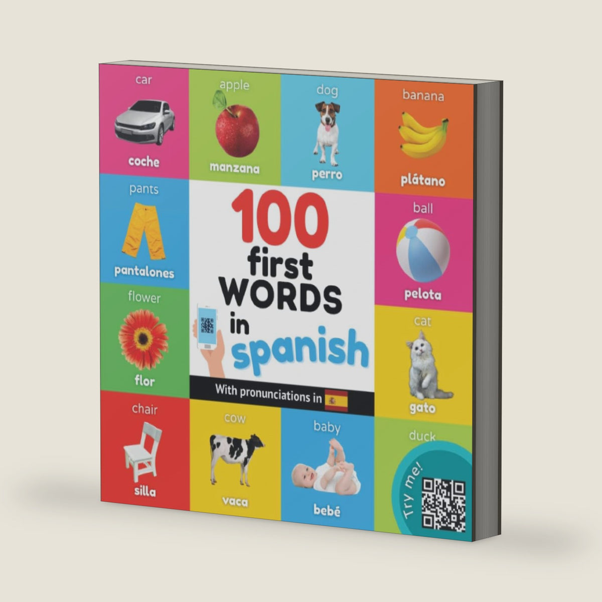 100 first words in spanish: Bilingual picture book for kids: english / spanish with pronunciations (Learn spanish) by YukiBooks