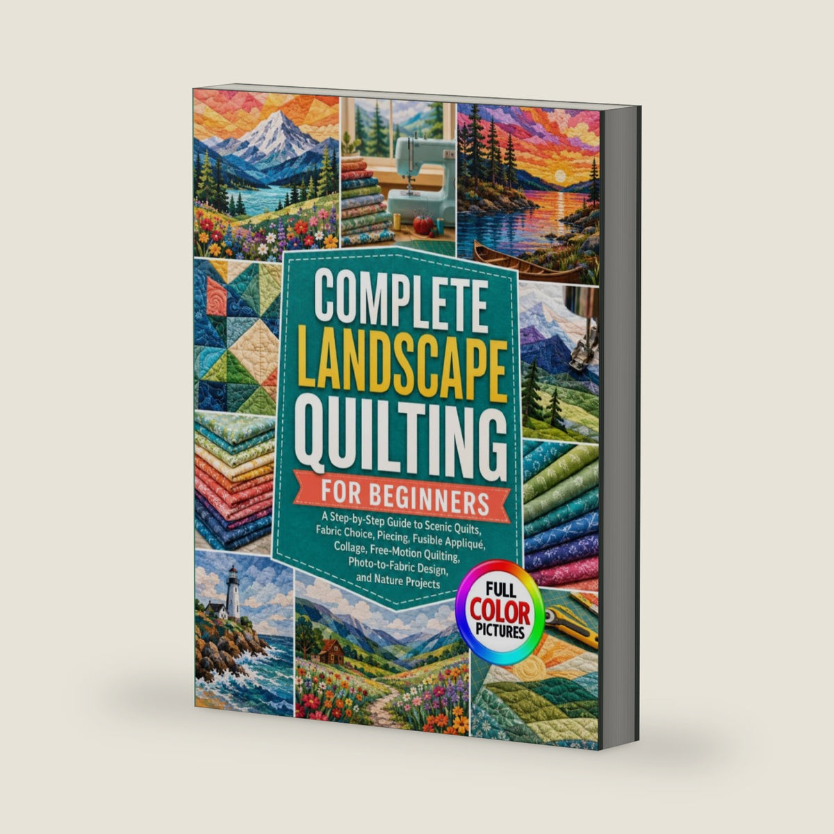 COMPLETE LANDSCAPE QUILTING FOR BEGINNERS: A Step-by-Step Guide to Scenic Quilts, Fabric Choice, Piecing, Fusible Appliqué, Collage, Free-Motion Quilting, Photo-to-Fabric Design, and Nature Projects by Caitlin F. Crisp
