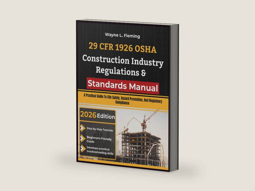 29 CFR 1926 OSHA Construction Industry Regulations & Standards Manual: A Practical Guide To Site Safety, Hazard Prevention, And Regulatory Compliance by Wayne L. Fleming | barcode:9798183633900 | source:9798183633900-right-three-quarter.jpg
