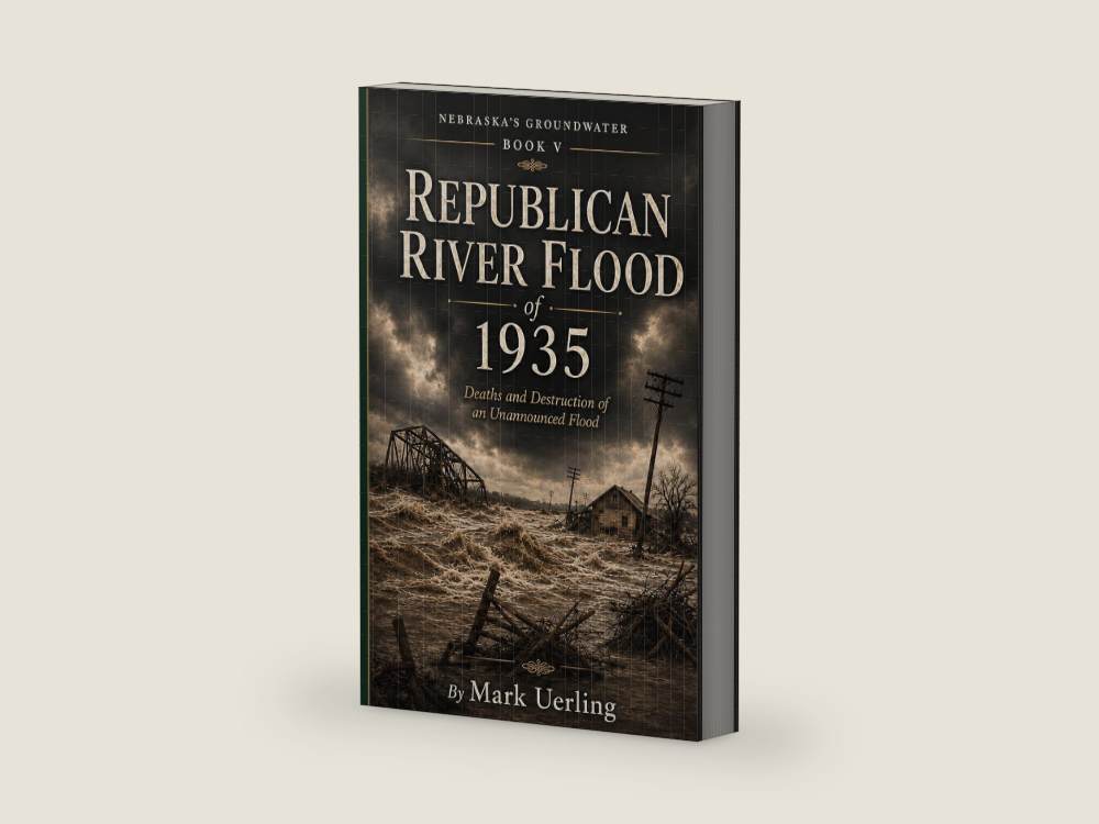 Republican River Flood of 1935: Deaths and Destruction of an Unannounced Flood (Nebraska's Groundwater) by Mark Uerling | barcode:9798185501740 | source:9798185501740-right-three-quarter.jpg