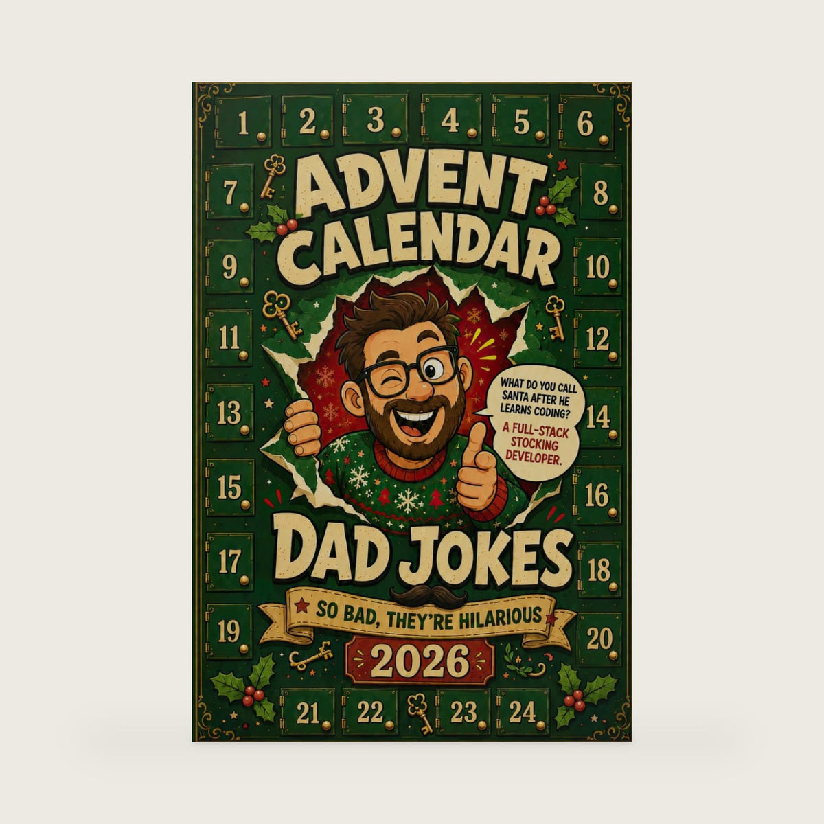 Advent Calendar 2026: 24-Day Christmas Countdown Book with Festive Puns & Classic Groaners | The Ultimate Holiday Gag Gift, Stocking Stuffers & Secret Santa Idea. by Justin Fun