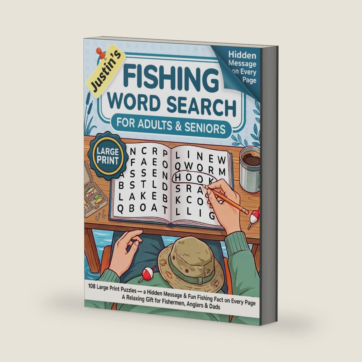 Large Print Fishing Word Search for Adults & Seniors: 108 Large Print Puzzles — a Hidden Message & Fun Fishing Fact on Every Page · A Relaxing Gift for Fishermen, Anglers & Dads by Justin Du