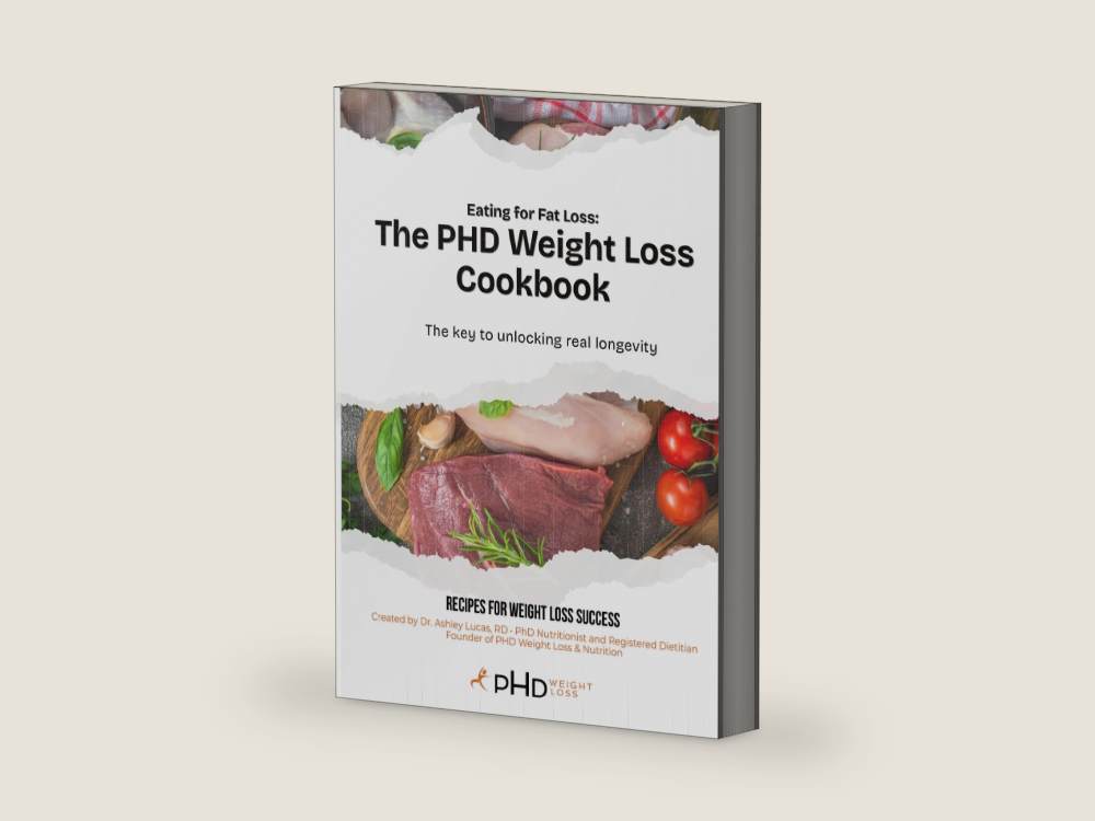 Eating for Fat Loss: The PHD Weight Loss Cookbook: The key to unlocking real longevity by Dr. Ashley Lucas RD | barcode:9798250861564 | source:9798250861564-right-three-quarter.jpg