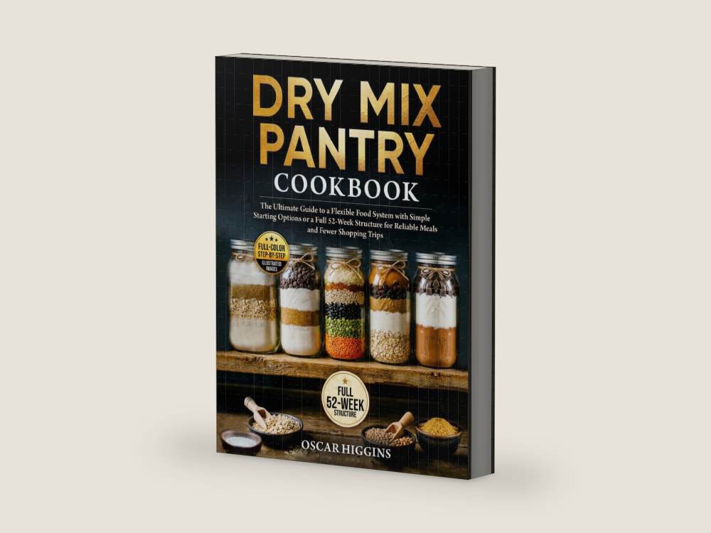 Dry Mix Pantry Cookbook: The Ultimate Guide to a Flexible Food System With Simple Starting Options or a Full 52-Week Structure for Reliable Meals and Fewer Shopping Trips (Homemade Pantry Series) by Oscar Higgins | barcode:9798254839118 | source:9798254839118-right-three-quarter.jpg