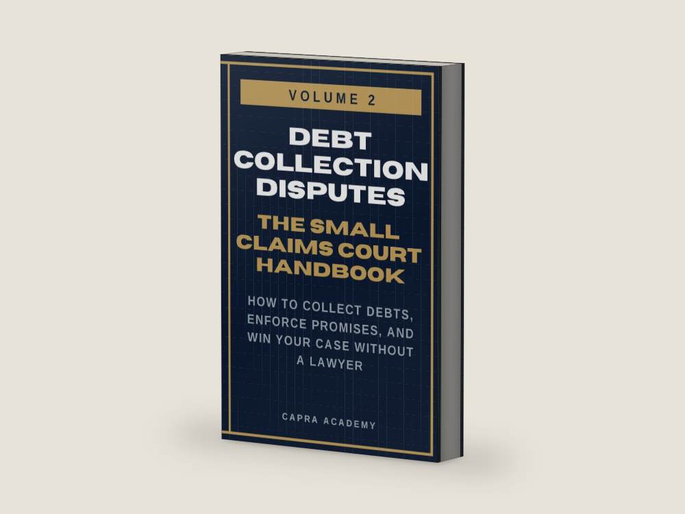 Getting Money You're Owed: The Complete Small Claims Court Handbook — How to Collect Debts, Enforce Promises, and Win Your Case Without a Lawyer (The ... and Collecting Your Money in Small C) by Capra Academy | barcode:9798257469060 | source:9798257469060-right-three-quarter.jpg