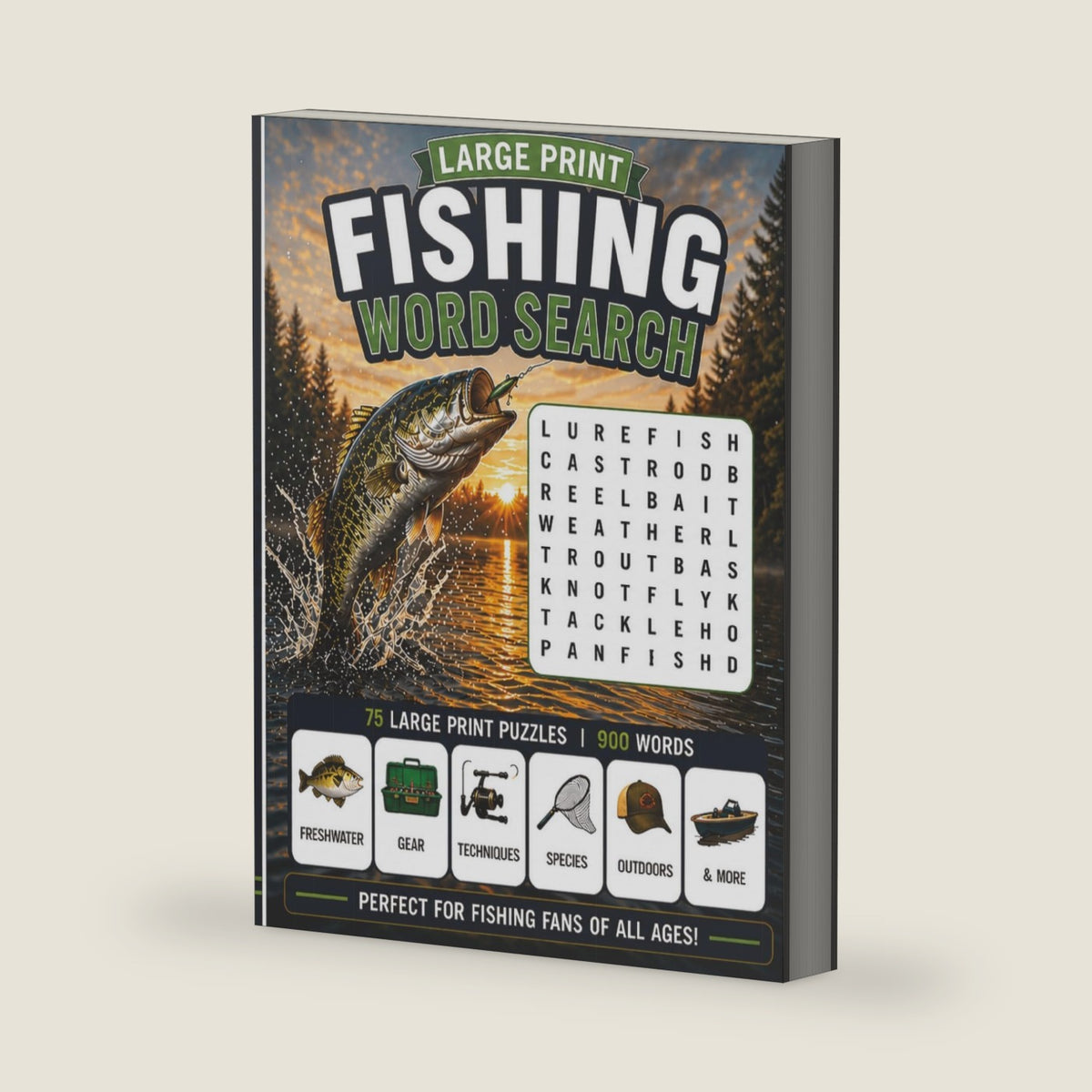 Large Print Fishing Word Search by Grand Champ
