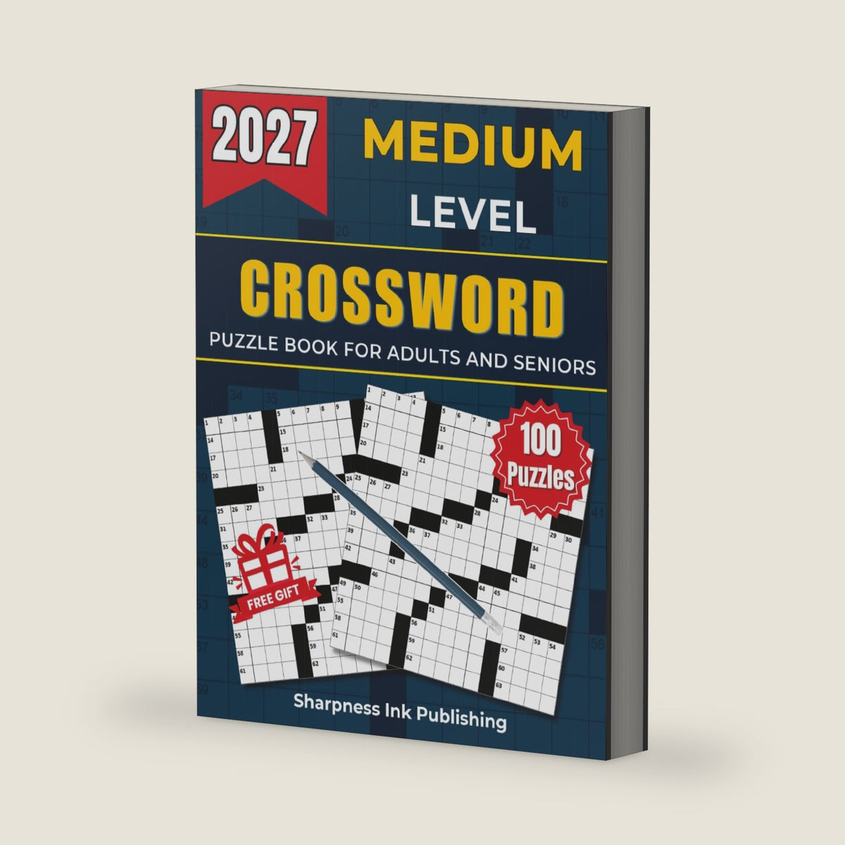 Medium Crossword Puzzle Book For Adults and Seniors - 100 Big Font Puzzles: Engaging Challenges to Boost Your Focus and Keep Your Eyes Relaxed for Hours of Fun, Perfect Gift for Cross word Lover by Sharpness Ink