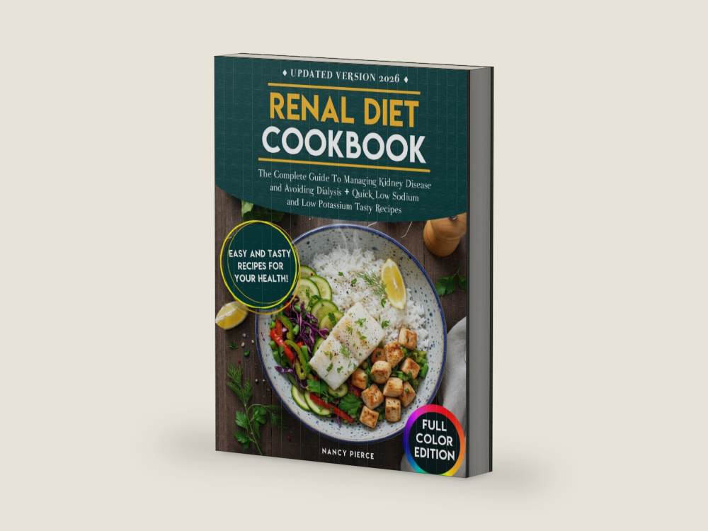Renal Diet Cookbook: The Complete Guide to Managing Kidney Disease and Avoiding Dialysis + Quick Low Sodium and Low Potassium Tasty Recipes by Nancy Pierce | barcode:9798278371793 | source:9798278371793-right-three-quarter.jpg