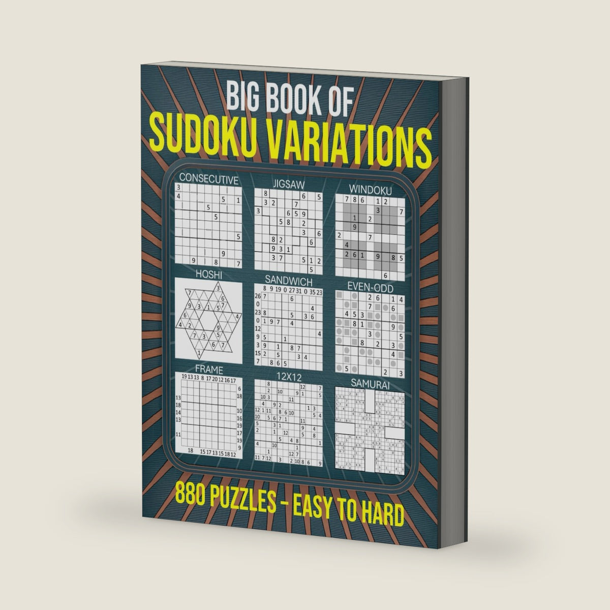 Big Book of Sudoku Variations – 880 Puzzles – Easy to Hard: Brain Games for Adults, Seniors and Teens - Includes Jigsaw, Samurai, Sandwich, Windoku, Frame, 12x12 and More by Puzzler Pro Publishing
