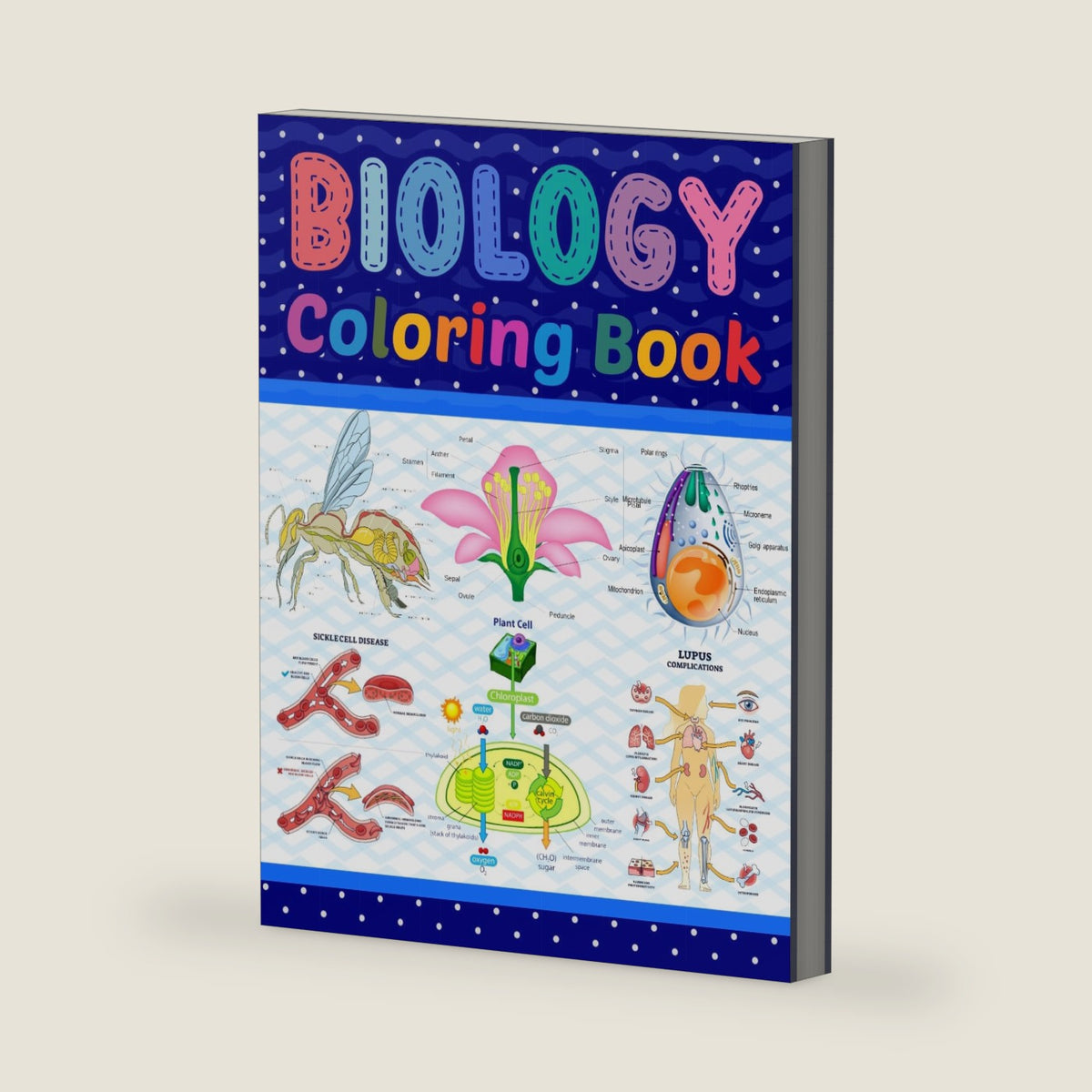 Biology Coloring Book: Learn The Biology in a Fun and Easy Way. It is Helpful for Biology Students, Teachers and Includes Cell Biology, Genetics, ... Also Includes Common Diseases of Biology. by Rhonesniczell Publication