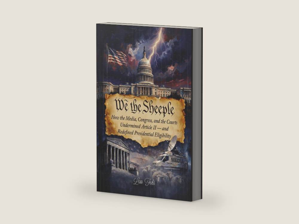 We The Sheeple: How the Media, Congress, and the Courts Undermined Article II — and Redefined Presidential Eligibility by Lexi Fehr | barcode:9798950577444 | source:9798950577444-right-three-quarter.jpg