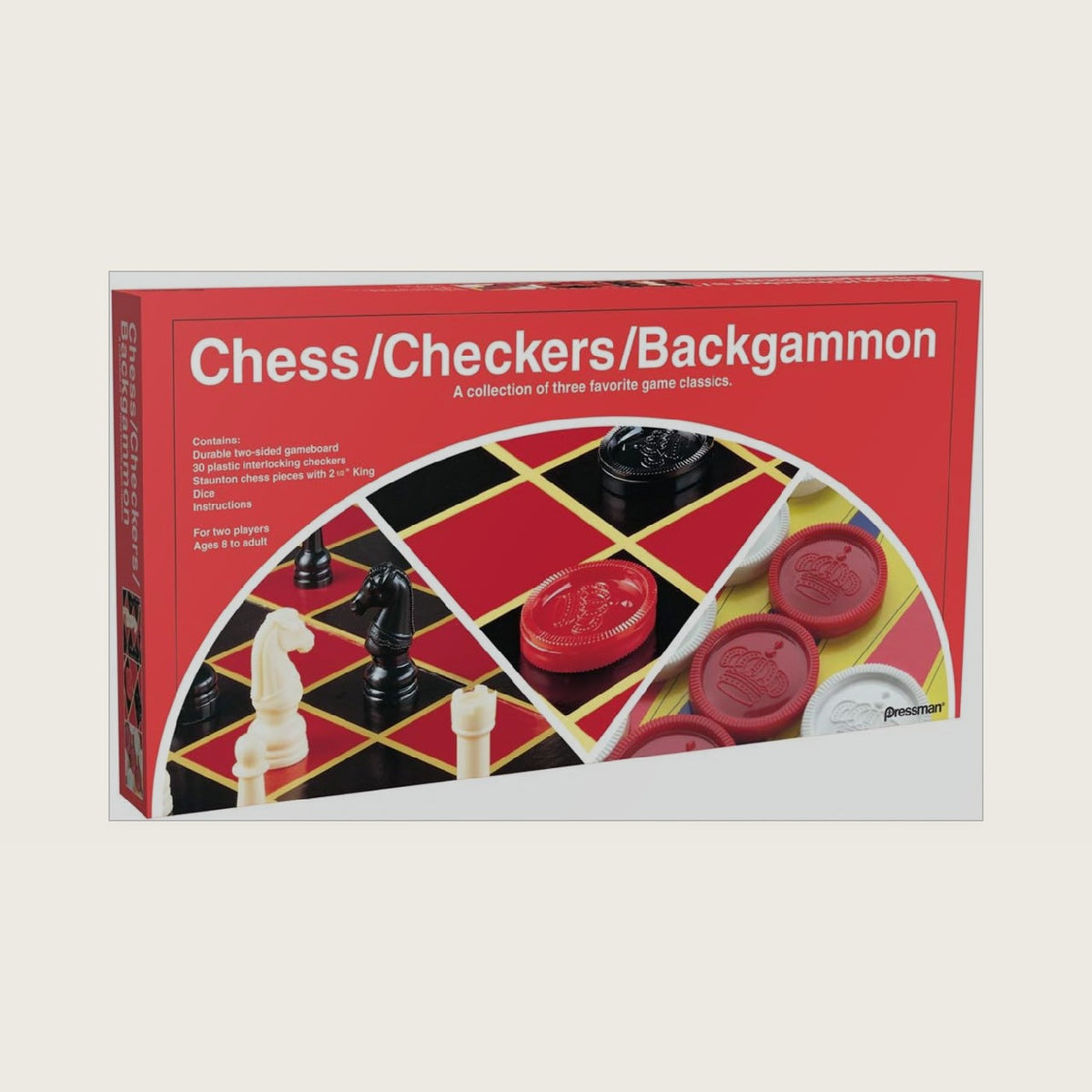 Pressman Chess / Checkers / Backgammon - 3 Games in One