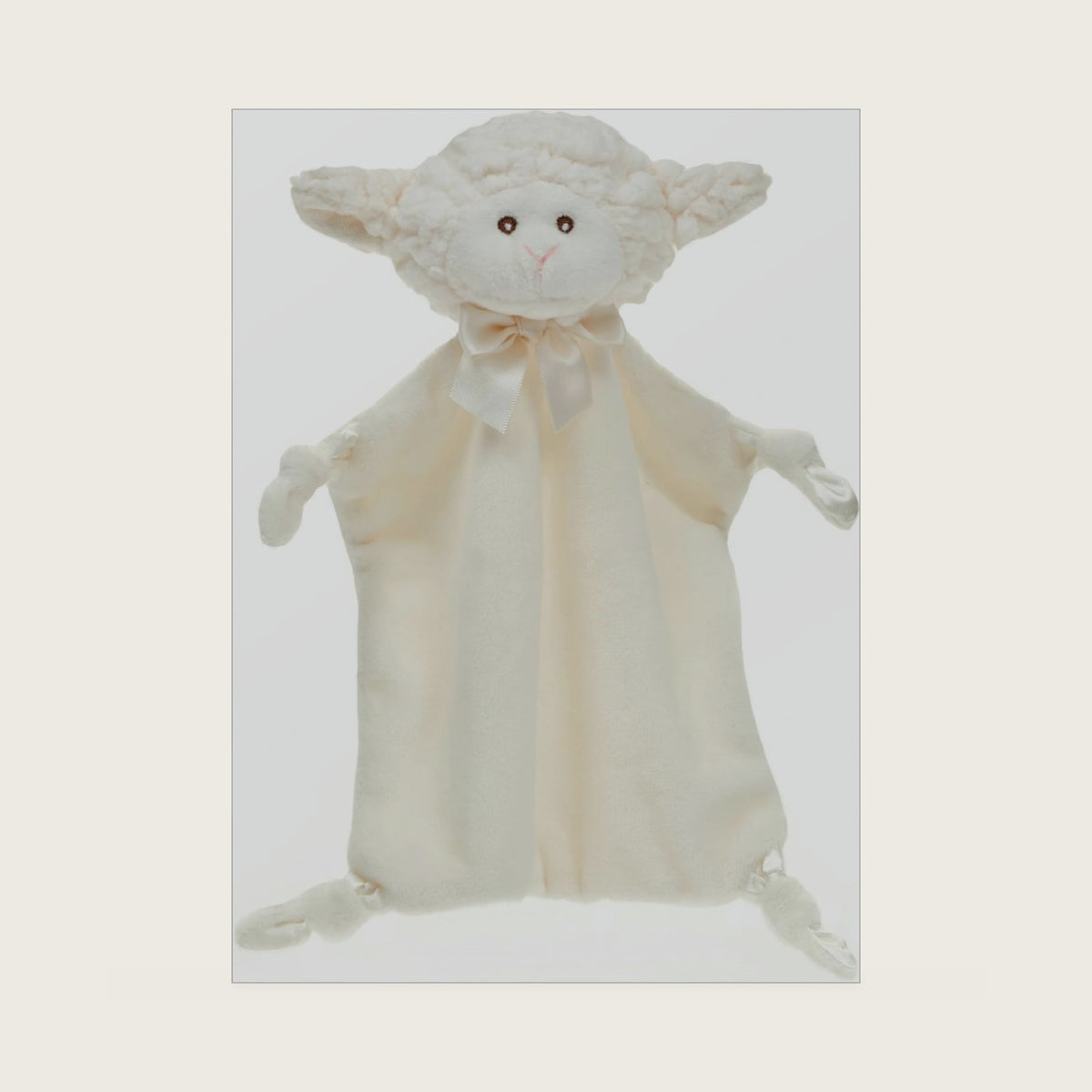 Bearington Wee Lamby The Lamb Lovies for Babies - Soft Plush Sheep Security Blanket - Baby Loveys for Girls with Soft Fur, Knotted Satin and Velour Legs - Adorable Baby Girl Lovey Gift for Baptism