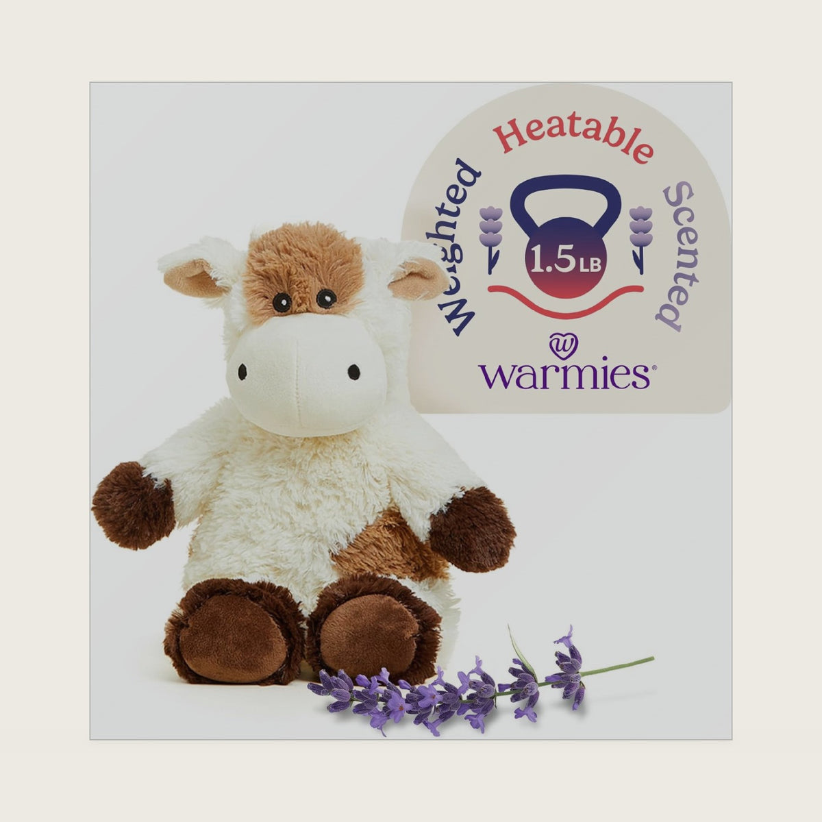 warmies Microwavable Weighted Stuffed Animals, Cow Plush, 13 in, 1.5 lb