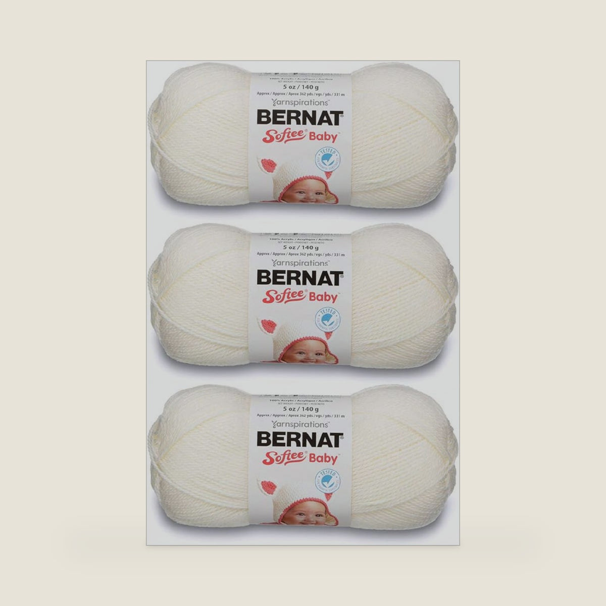Bernat 166030-30008 Softee Baby Yarn - Solids - Antique White