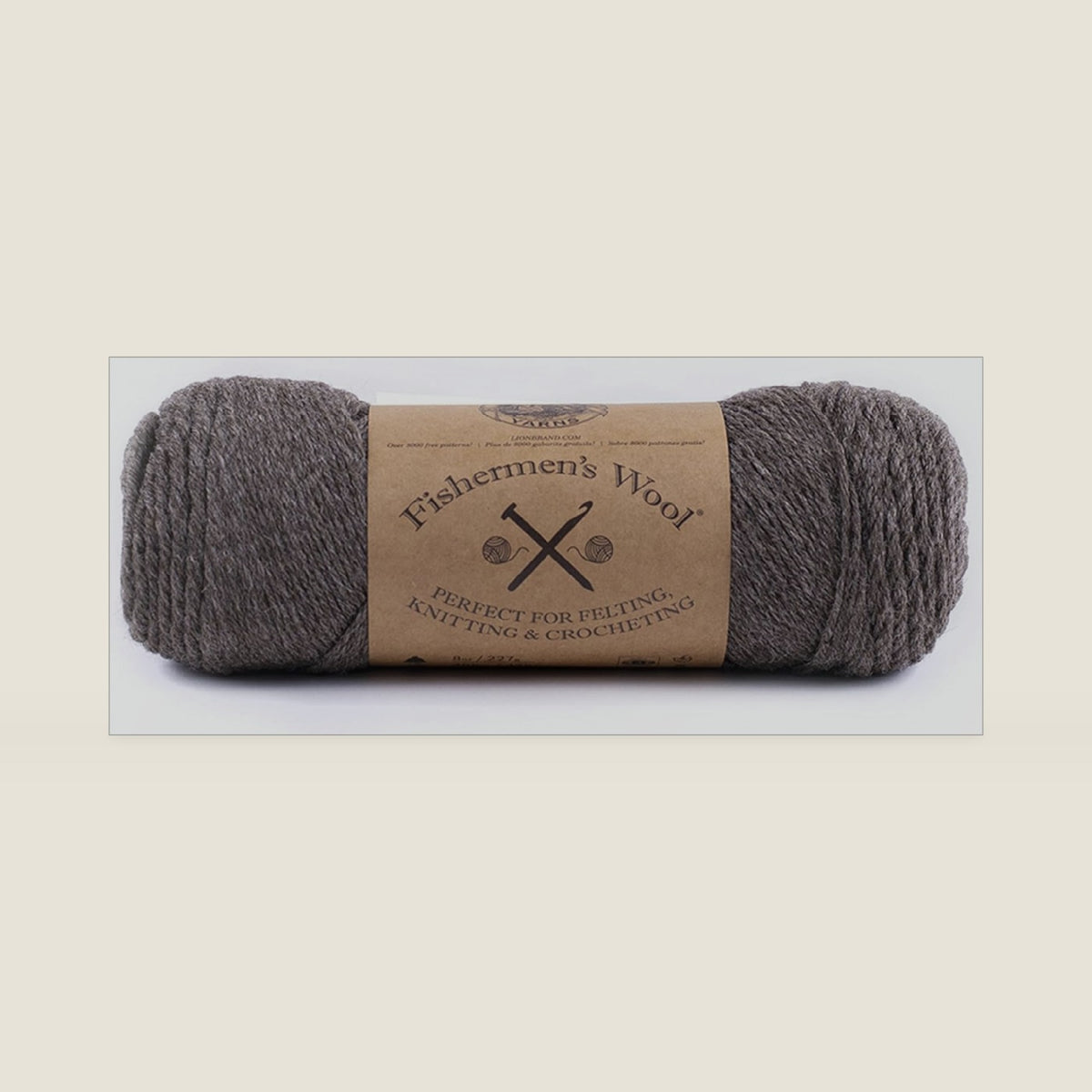 Lion Brand Yarn Medium-Weight Fishermen’s Wool Yarn for Knitting, Crocheting, and Crafts, Brown Heather, 1 Pack