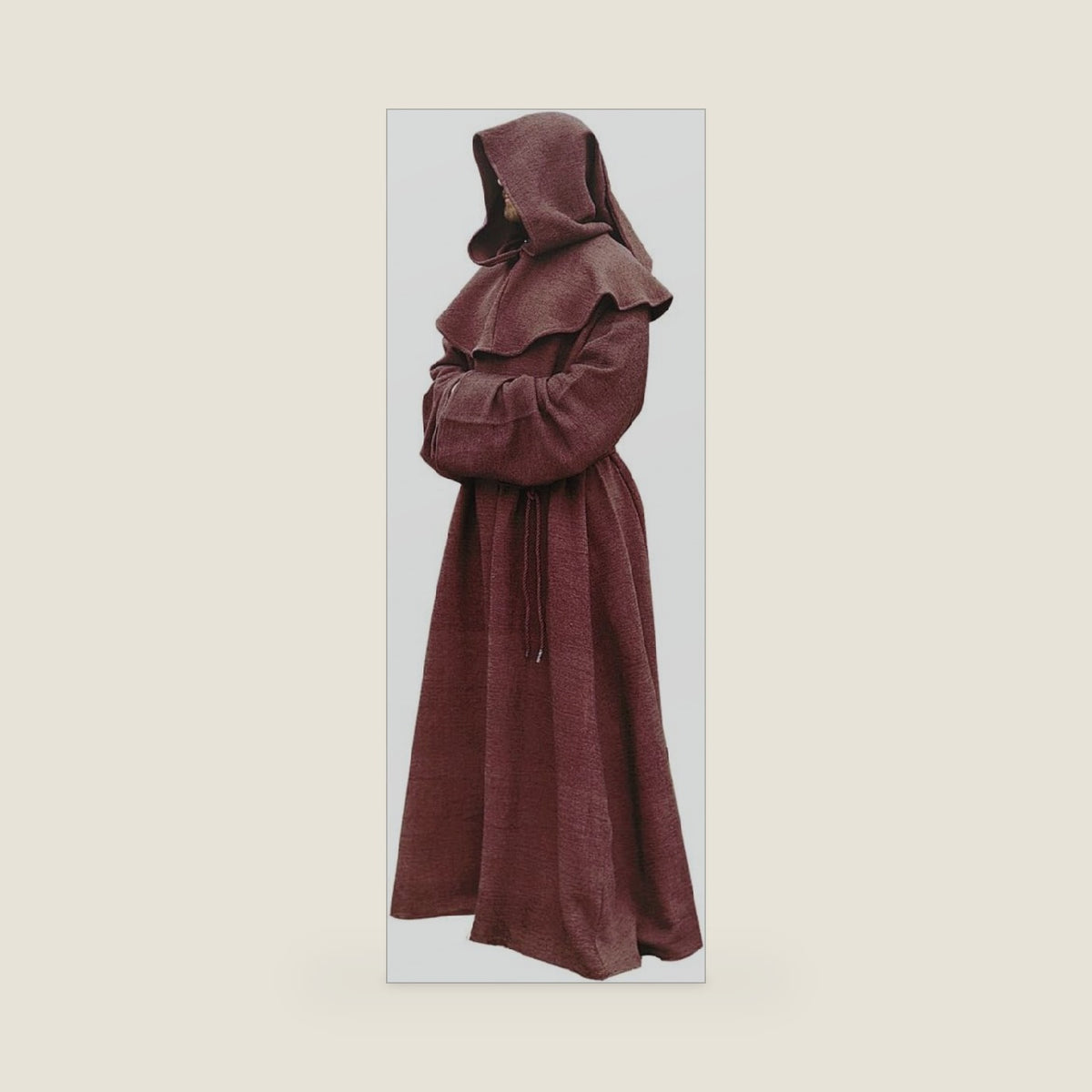 Museum Replicas Limited Heavy Cotton Monk's Robe Hood with Tail Hood Waist Cord Modest Garment Costume Cosplay Larp