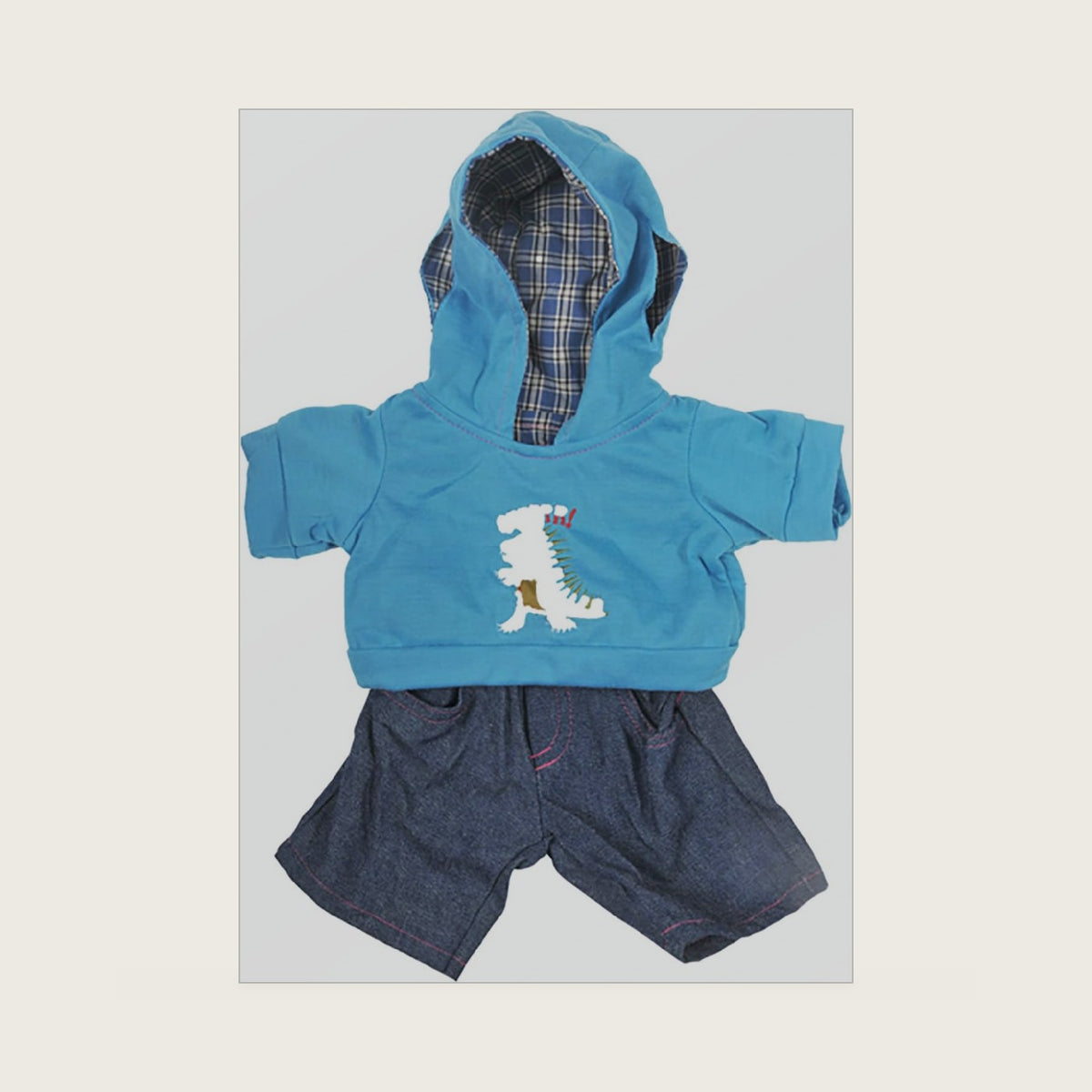 Dinosaur Hoodie w/Jeans Teddy Bear Clothes Outfit Fits Most 14" - 18" and Make Your Own Stuffed Animals